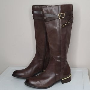 Franco Sarto Celeste brown leather tall hoot